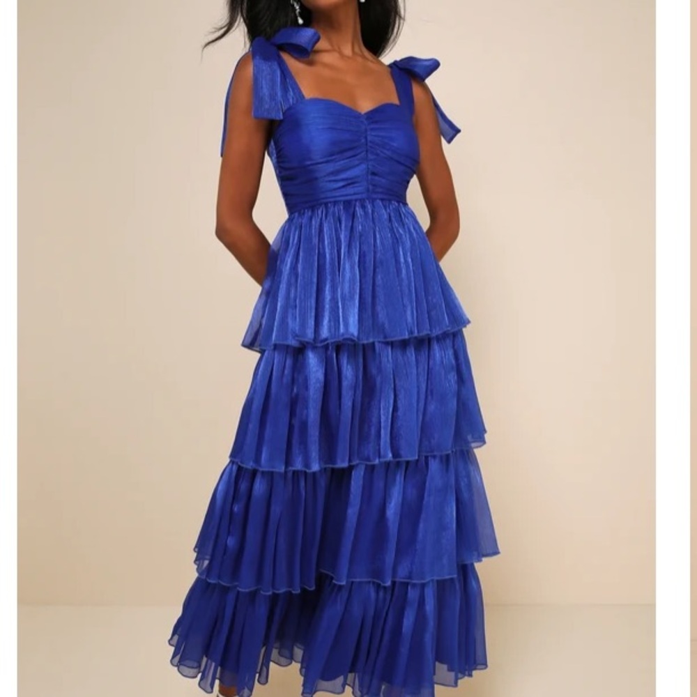 Lulus Radiant Arrival Shiny Blue Organza